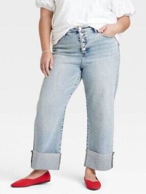 Ava & Viv Light Blue High-Rise Straight Leg Jeans